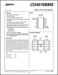 CD4076BMS datasheet: Radiation Hardened CMOS 4 -Bit D-Type Registers CD4076BMS