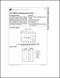 DM9601W/883 datasheet: Retriggerable Monostable Multivibrator (One Shot) with Complementary Outputs DM9601W/883