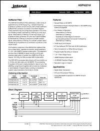 HSP43216 datasheet: Halfband Filter HSP43216