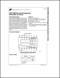 DM9602MW8 datasheet: Dual Retriggerable, Resettable Monostable Multivibrator (One Shot) with Complementary Outputs DM9602MW8