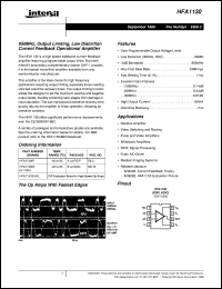 HFA1130 datasheet: 850MHz, Output Limiting, Low Distortion Current Feedback Operational Amplifier FN3369.2 HFA1130