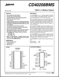 CD40208BMS datasheet: Radiation Hardened CMOS 4 x 4 Multiport Register CD40208BMS