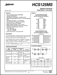 HCS125MS datasheet: Radiation Hardened Quad Buffer, Three-State HCS125MS