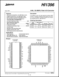 HI1396 datasheet: 8-Bit, 125 MSPS, Flash A/D Converter HI1396
