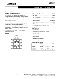 HA5025 datasheet: Quad, 125MHz Video Current Feedback Amplifier FN3591.4 HA5025