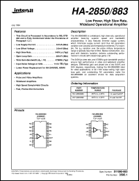 HA-2850/883 datasheet: Low Power, High Slew Rate, Wideband Operational Amplifier HA-2850/883