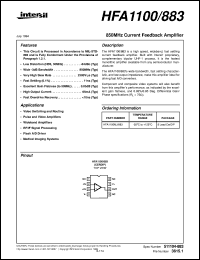 HFA1100/883 datasheet: 850MHz Current Feedback Amplifier HFA1100/883