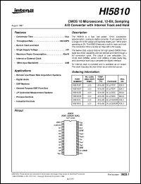 HI5810 datasheet: CMOS 10 Microsecond, 12-Bit, Sampling A/D Converter with Internal Track and Hold HI5810