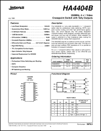 HA4404B datasheet: 330MHz, 4 x 1 Video Crosspoint Switch with Tally Outputs HA4404B