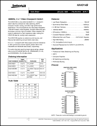 HA4314B datasheet: 400MHz, 4 x 1 Video Crosspoint Switch HA4314B