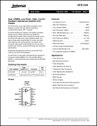 HFA1245 datasheet: Dual, 420MHz, Low Power, Video, Current Feedback Operational Amplifier with Disable HFA1245