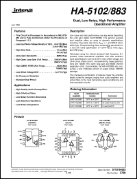 HA-5102/883 datasheet: Dual, Low Noise, High Performance Operational Amplifier HA-5102/883