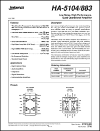 HA-5104/883 datasheet: Low Noise, High Performance, Quad Operational Amplifier HA-5104/883