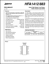 HFA1412/883 datasheet: Quad, High Speed, Low Power, Video Closed Loop Buffer HFA1412/883