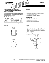 CA3028A datasheet: Differential/Cascode Amplifier for Commercial and Industrial Equipment from DC to 120MHz CA3028A