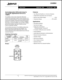CA3054 datasheet: Dual Independent Differential Amp for Low Power Applications from DC to 120MHz FN388.4 CA3054