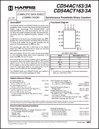 CD54ACT163F3A datasheet: Synchronous Presettable  Binary Counters CD54ACT163F3A