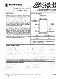 CD54AC191F3A datasheet: Presettable Synchronous  4-Bit Binary Up/Down Counters CD54AC191F3A