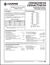 CD54ACT240F3A datasheet: Octal Buffer/Line Driver Three-State, Inverting CD54ACT240F3A