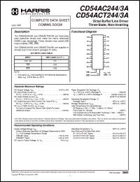 CD54ACT244F3A datasheet: Octal Buffer/Line Driver Three-State, Non-Inverting CD54ACT244F3A