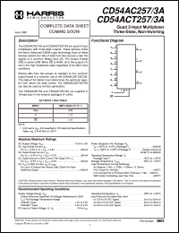 CD54AC257F3A datasheet: Quad 2-Input Multiplexer Three-State, Non-Inverting CD54AC257F3A