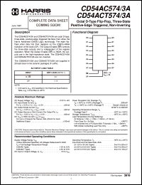 CD54AC574F3A datasheet: Octal D-Type Flip-Flop, Three-State Positive-Edge Triggered, Non-Inverting CD54AC574F3A