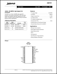 HI5721 datasheet: 10-Bit, 125 MSPS, High Speed D/A Converter HI5721