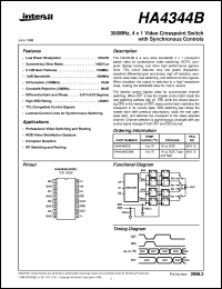 HA4344B datasheet: 350MHz, 4 x 1 Video Crosspoint Switch with Synchronous Controls HA4344B