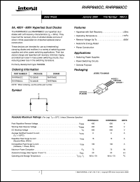 RHRP860CC datasheet: 8A, 400V - 600V Hyperfast Dual Diodes RHRP860CC