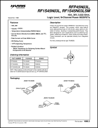 RF1S45N03L datasheet: 45A, 30V, 0.022 ohm, Logic Level, N-Channel Power MOSFET RF1S45N03L