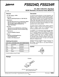 FSS234D datasheet: 6A, 250V, 0.600 Ohm, Rad Hard, SEGR Resistant, N-Channel Power MOSFETs FSS234D