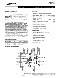 HFA3724 datasheet: 400MHz Quadrature IF Modulator/Demodulator HFA3724