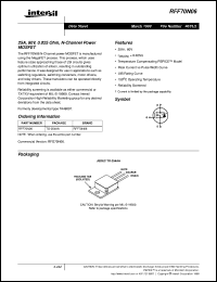 RFF70N06 datasheet: 25.0A, 60V, 0.025 ohm, N-Channel Power MOSFET FN4073.2 RFF70N06