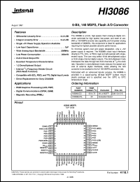 HI3086 datasheet: 6-Bit, 140 MSPS, Flash A/D Converter HI3086
