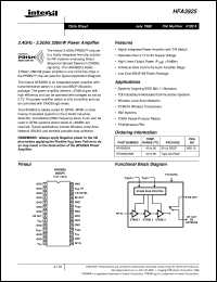 HFA3925 datasheet: 2.4GHz - 2.5GHz 250mW Power Amplifier HFA3925