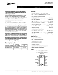 HS-1245RH datasheet: Radiation Hardened, Dual, High Speed, Low Power Video Operational Amplifier with Output Disable HS-1245RH