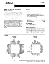 HA457 datasheet: 95MHz, Low Power, AV = 2, 8 x 8 Video Crosspoint Switch HA457