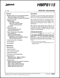 HMP8115 datasheet: NTSC/PAL Video Decoder HMP8115