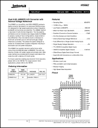 HI5662 datasheet: Dual 8-Bit, 60 MSPS A/D Converter with Internal Voltage Reference HI5662