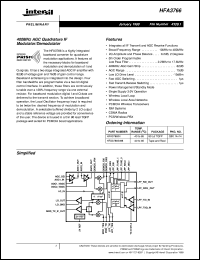 HFA3766 datasheet: 400MHz AGC Quadrature IF Modulator/Demodulator 11 Pages)FN4328.1 HFA3766