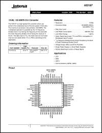 HI3197 datasheet: 10-Bit, 125 MSPS D/A Converter HI3197