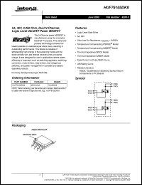 HUF76105DK8 datasheet: 5A, 30V, 0.050 Ohm, Dual N-Channel, Logic Level UltraFET Power MOSFET HUF76105DK8