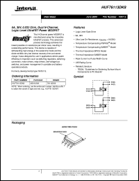 HUF76113DK8 datasheet: 6A, 30V, 0.032 Ohm, Dual N-Channel, Logic Level UltraFET Power MOSFET HUF76113DK8