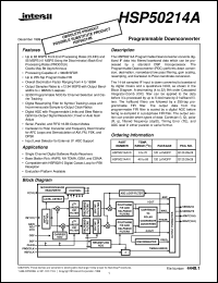 HSP50214A datasheet: Programmable Downconverter HSP50214A