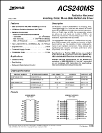 ACS240MS datasheet: Radiation Hardened Inverting, Octal, Three-State Buffer/Line Driver ACS240MS