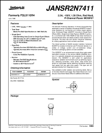 JANSR2N7411 datasheet: 2.5A, -100V, 1.30 Ohm, Rad Hard,  P-Channel Power MOSFET JANSR2N7411