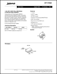 RFT1P06E datasheet: 1.4A, 60V, 0.285 Ohm, ESD Rated, P-Channel Power MOSFET RFT1P06E