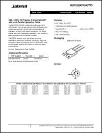 HGTG20N120CND datasheet: 63A, 1200V, NPT Series N-Channel IGBT with Anti-Parallel Hyperfast Diode HGTG20N120CND