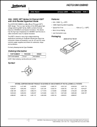 HGTG18N120BND datasheet: 54A, 1200V, NPT Series N-Channel IGBT with Anti-Parallel Hyperfast Diode HGTG18N120BND