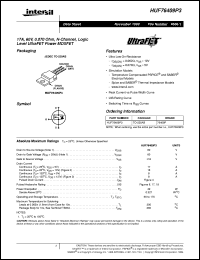 HUF76409P3 datasheet: 17A, 60V, 0.070 Ohm, N-Channel, Logic Level UltraFET Power MOSFET HUF76409P3